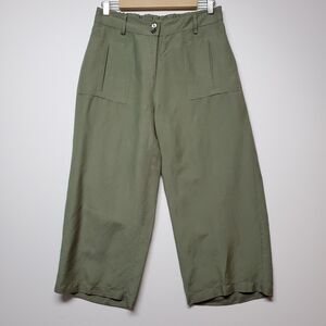 Contact Women’s Capri Rami- Rayon Blend M Army Green Wide Leg Minimalist Neutral